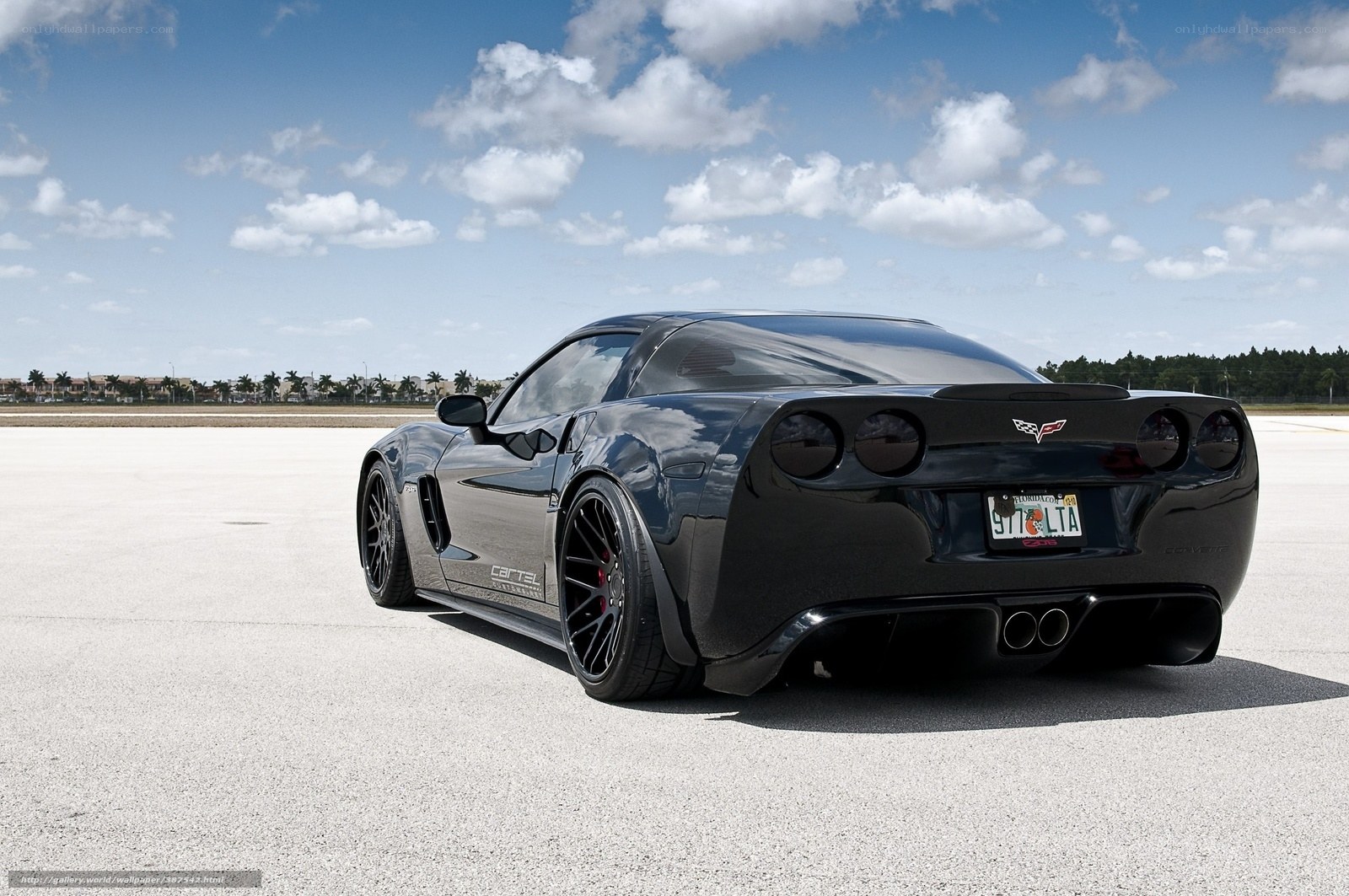 Black Corvette on tarmac