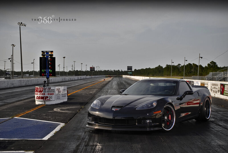 Black Corvette on Track — Dramatic, Afternoon