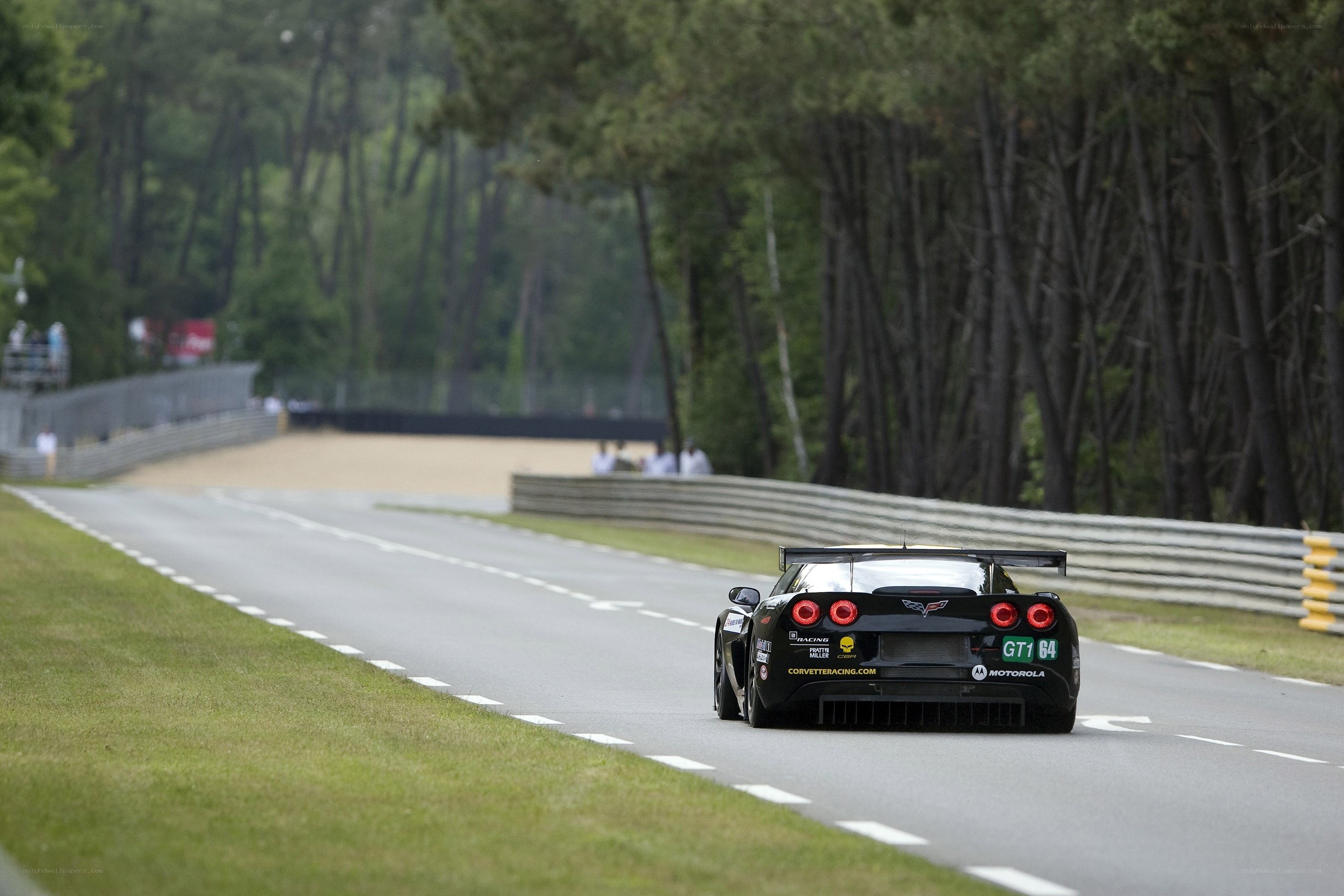 black corvette racing on track