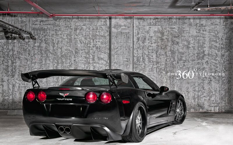 Black Corvette Raptor in garage
