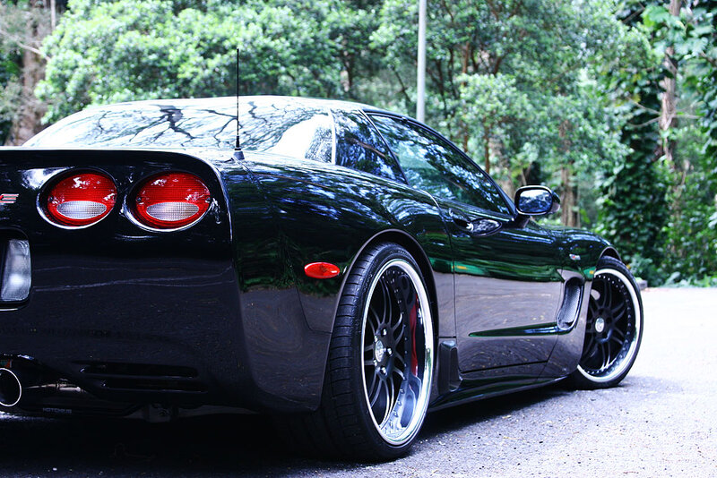 Black Corvette Sports Car — Calm, Afternoon, Photograph