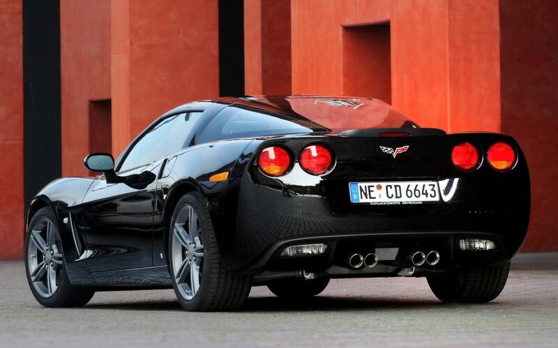 Black Corvette Sports Car — Dramatic, License Plate