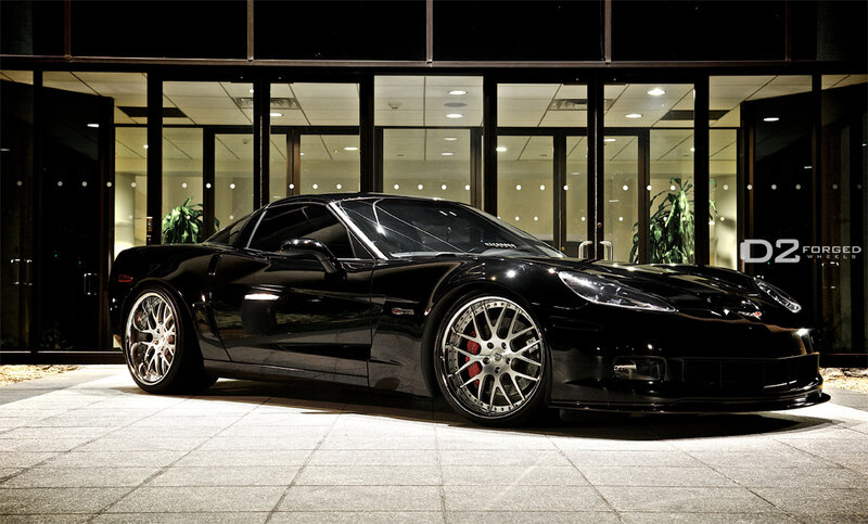 Black Corvette Sports Car — Dramatic, Night, Photograph