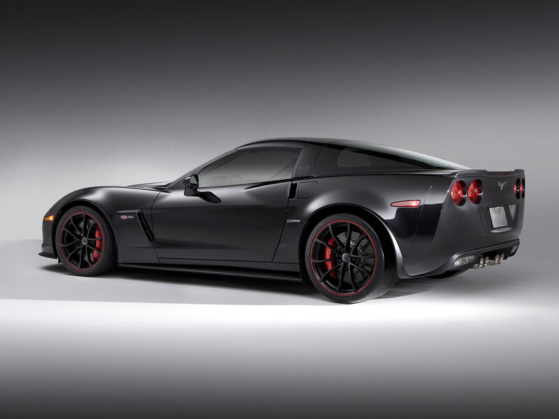 Black Corvette Sports Car — Dramatic, Photograph, Red Brake Calipers