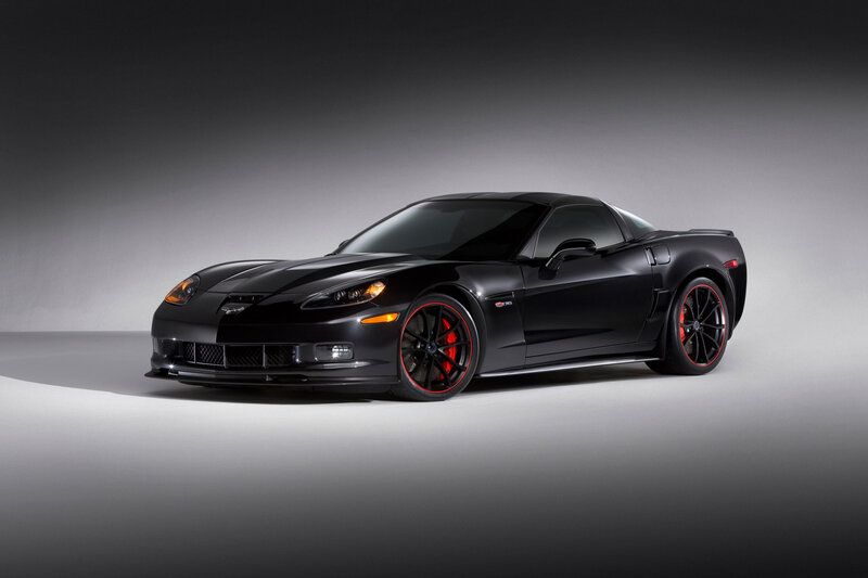 Black Corvette Sports Car — Dramatic, Photograph, Wheels, Headlights