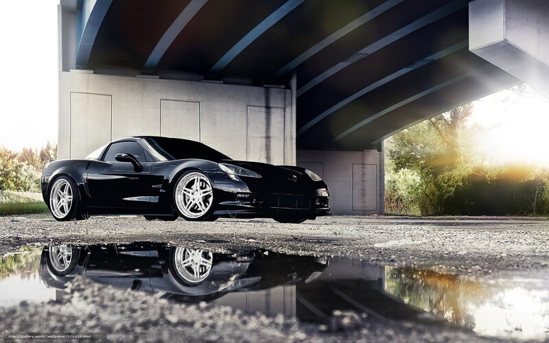 Black Corvette under bridge