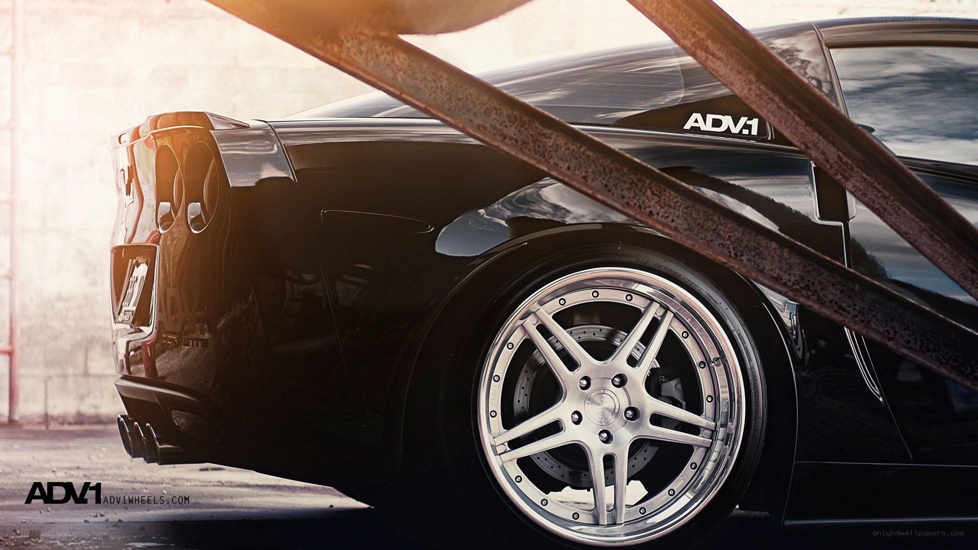 black corvette with adv1 wheels