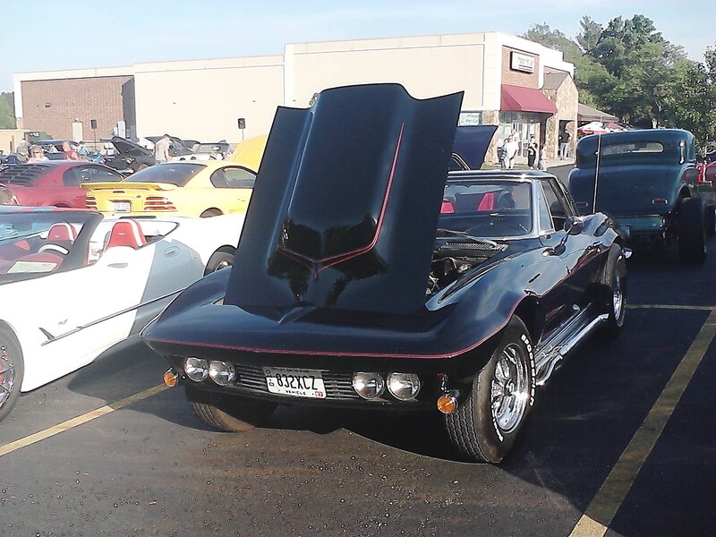 Black Corvette with Open Hood — Outdoor, Afternoon