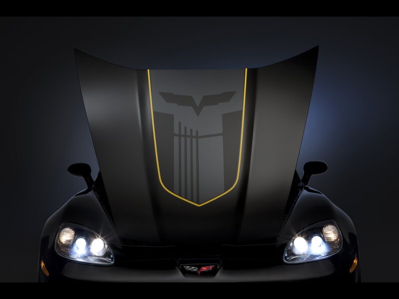 black corvette with open hood