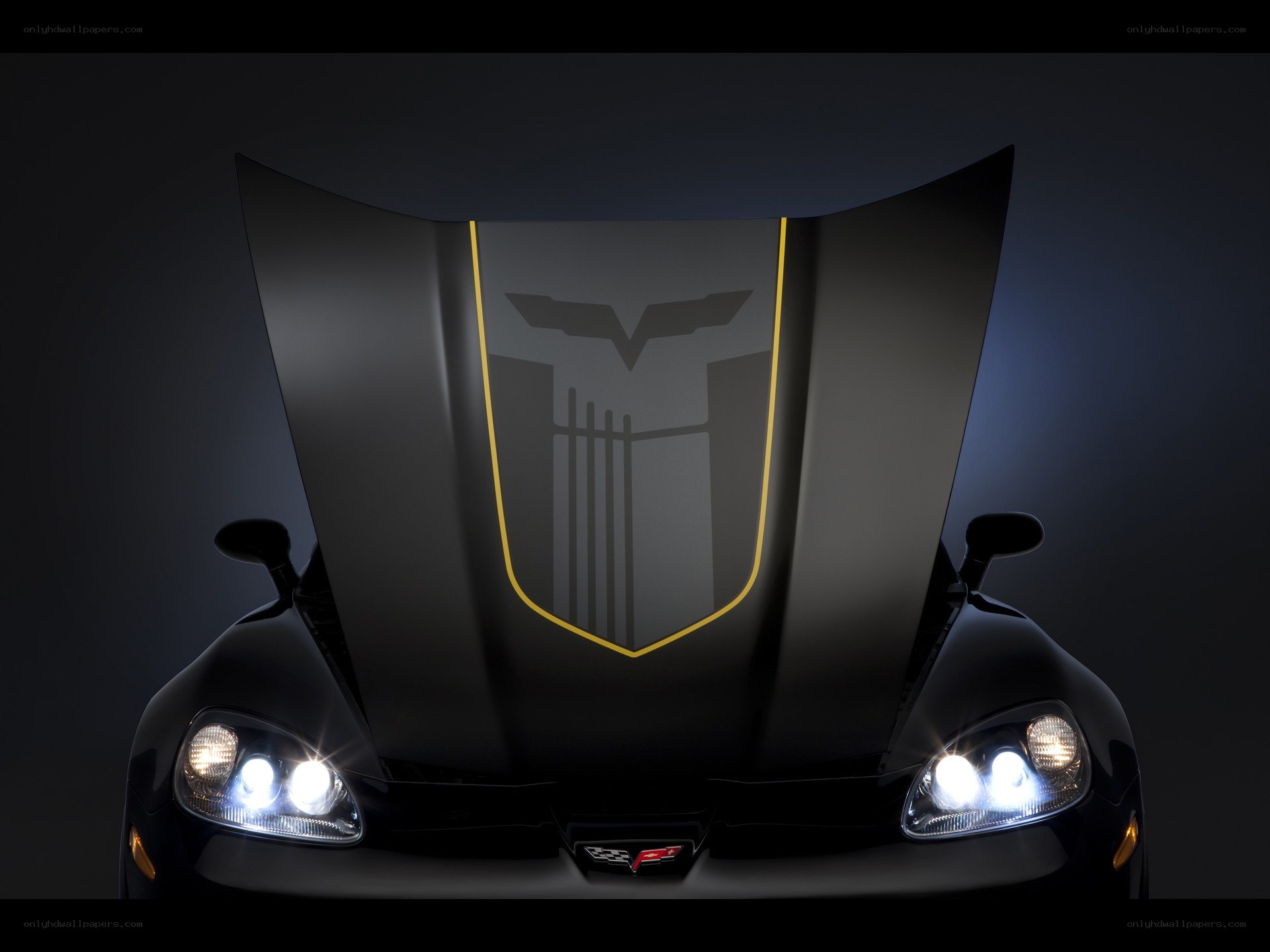 black corvette with open hood