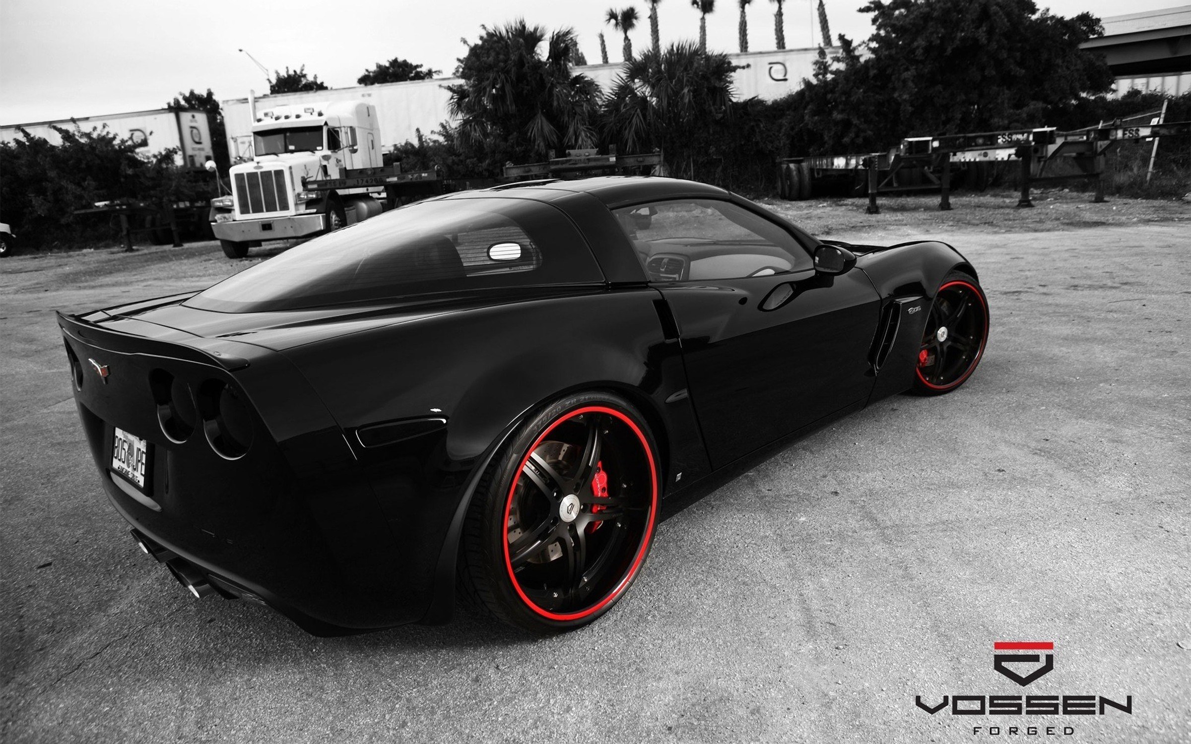 black corvette with red rims