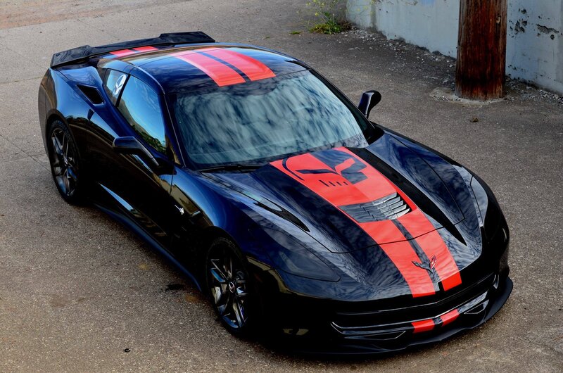 Black Corvette with Red Stripes