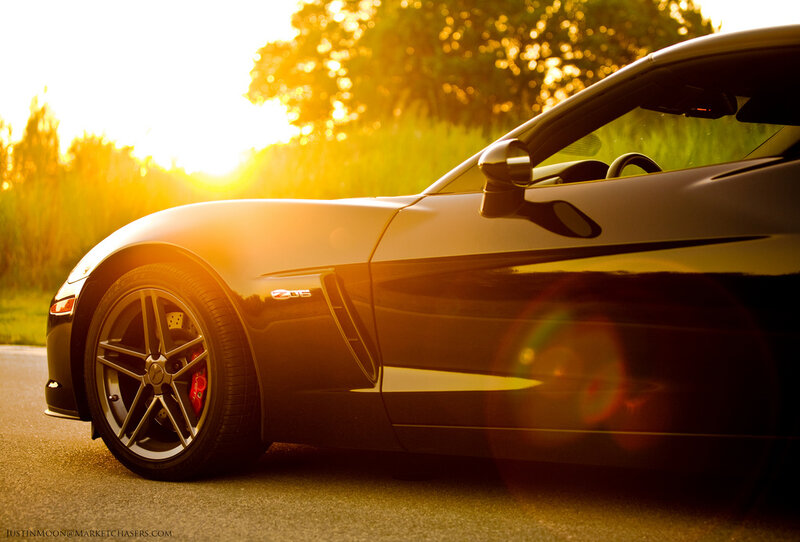 Black Corvette Z06 — Dramatic, Sunset