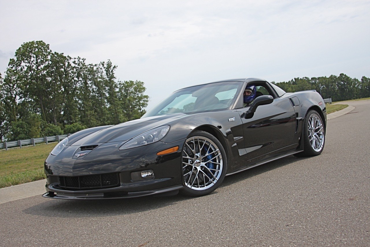 Black Corvette ZR1 on track