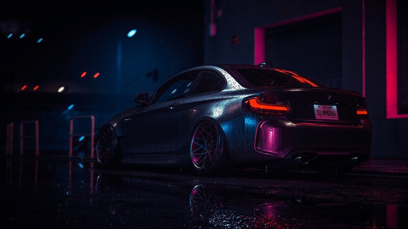 Black Coupe Car — Blue