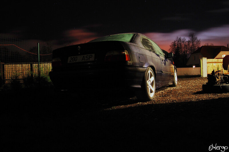Black Coupe Car — Dramatic, Night, Photograph