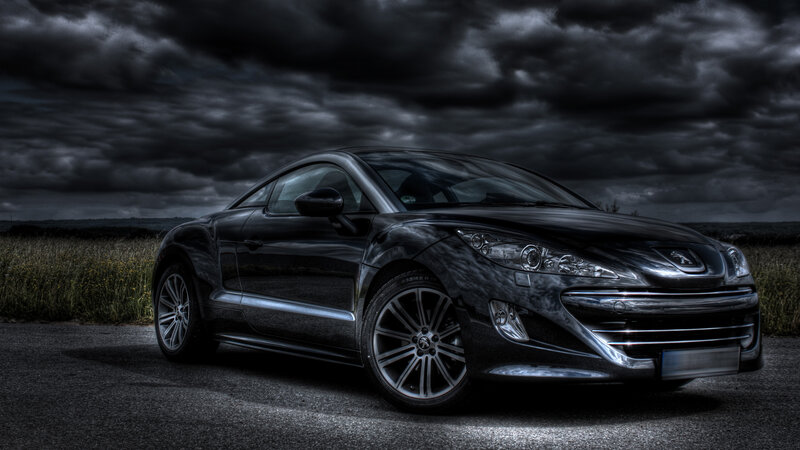 Black Coupe Car — Dramatic, Night