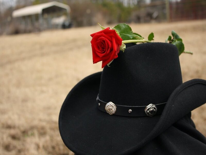 Black Cowboy Hat with Rose
