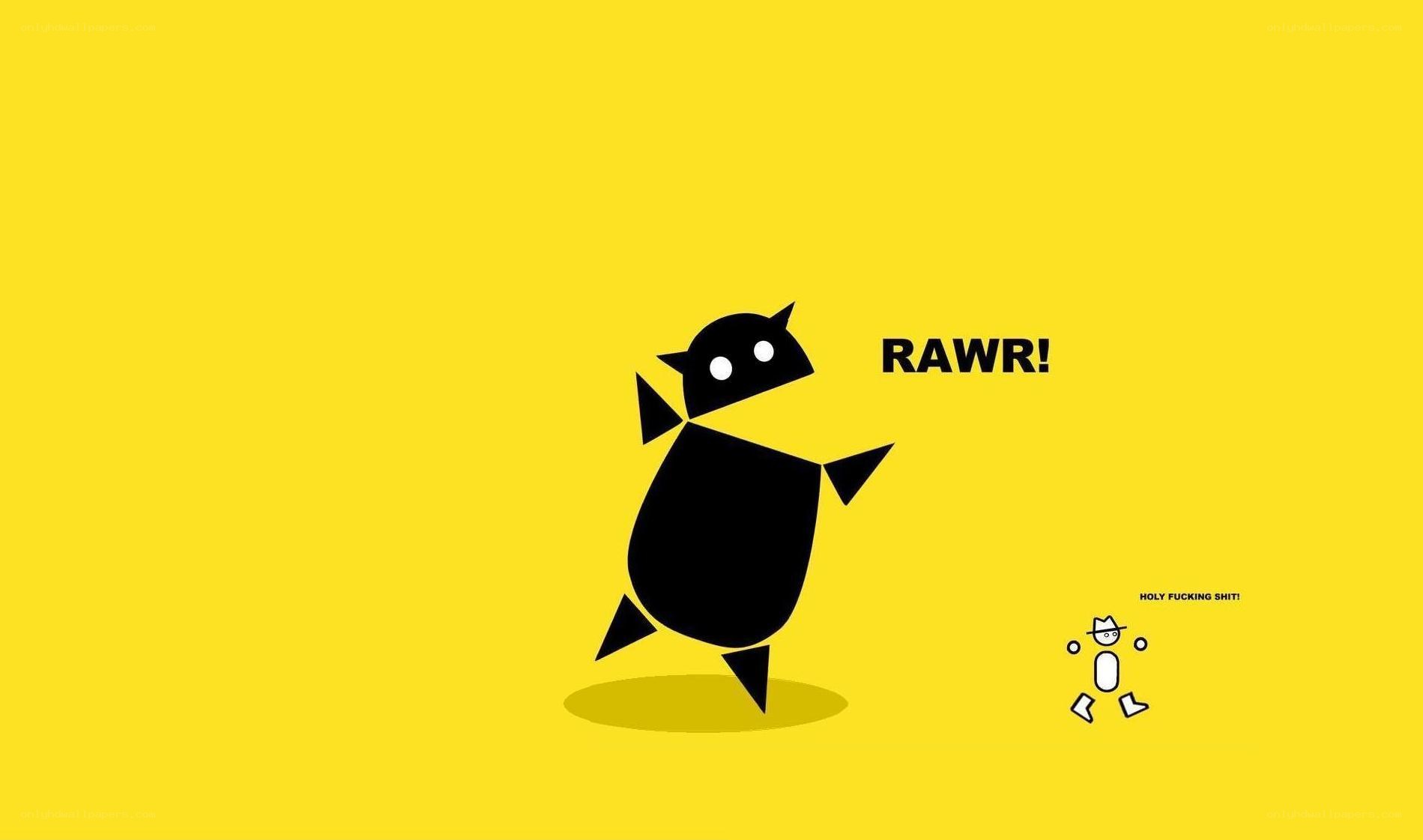 Black creature roars on yellow