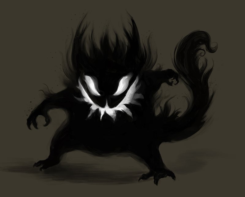 Black Creature with Glowing Eyes — Dark, Digital Art