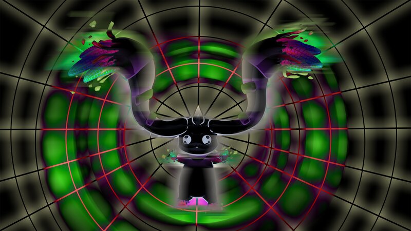 Black Creature with Glowing Hands