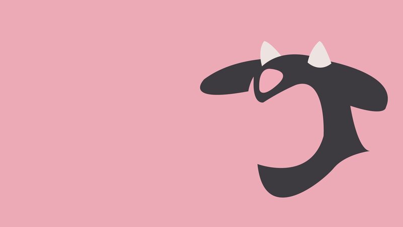 black creature with horns on pink