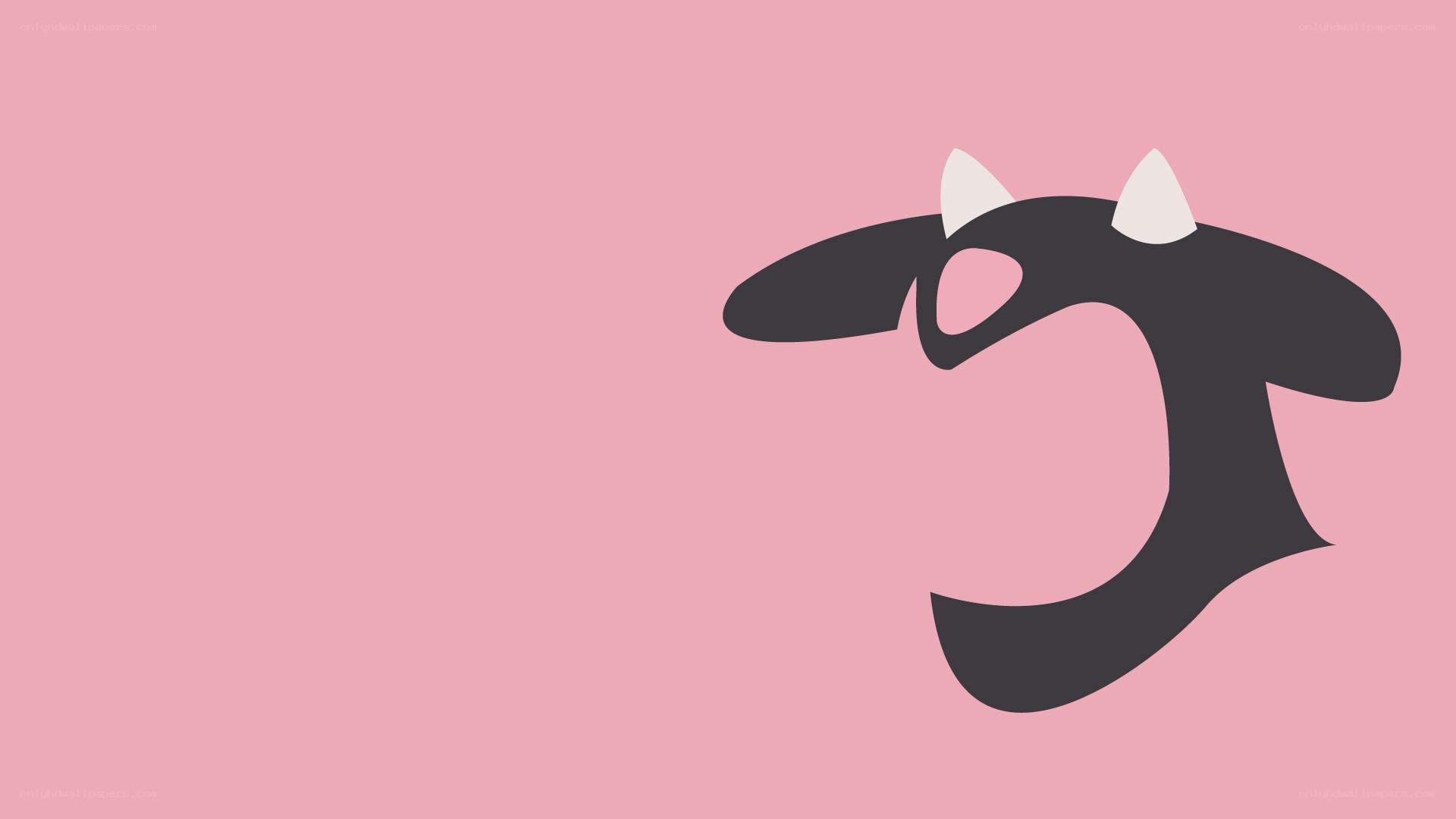 black creature with horns on pink