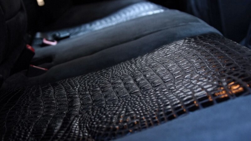black crocodile leather car seat