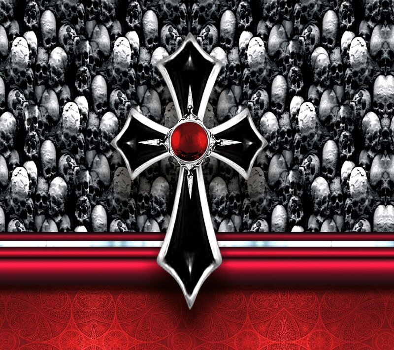 Black Cross with Red Gem