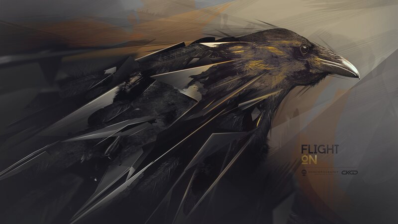 Black Crow in Flight — Dramatic