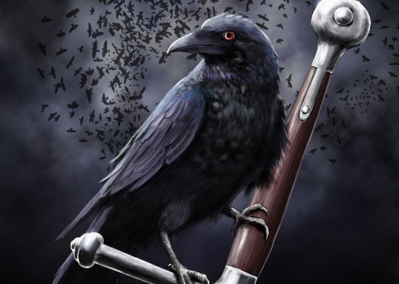 Black Crow on Sword — Dramatic