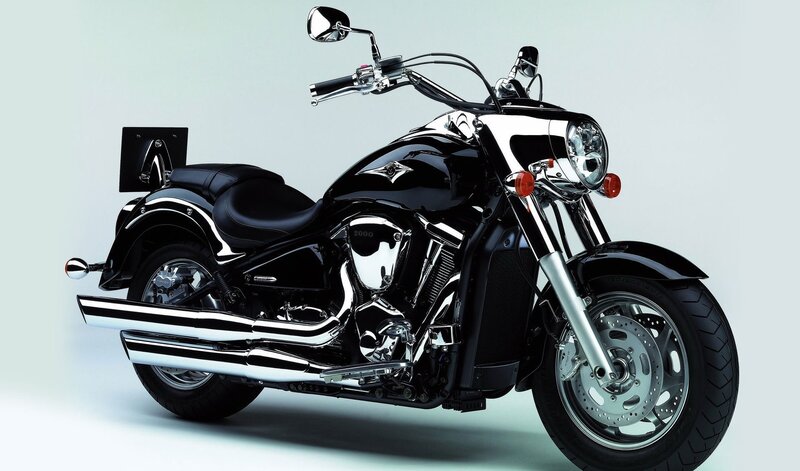 Black Cruiser Motorcycle — Neutral, Photograph, Chrome Exhaust, Headlight, Seat, Rearview Mirror