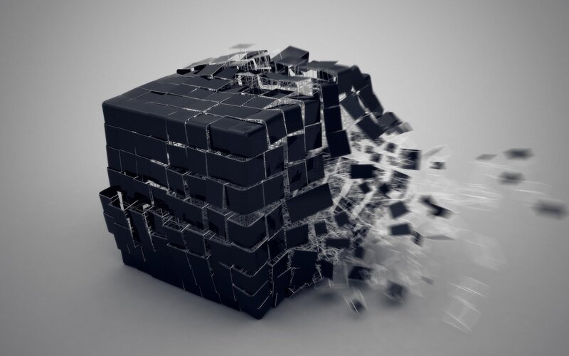 Black Cube Disintegrating — Dramatic