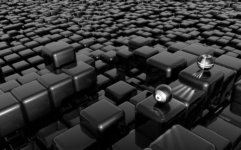black cubes and spheres