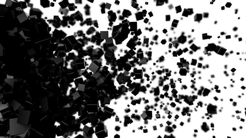 black cubes exploding