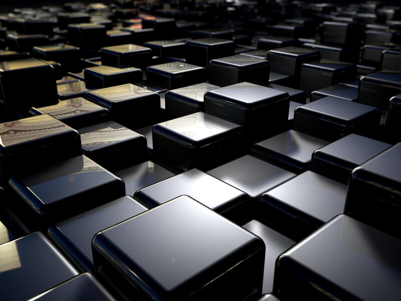 black cubes in grid pattern