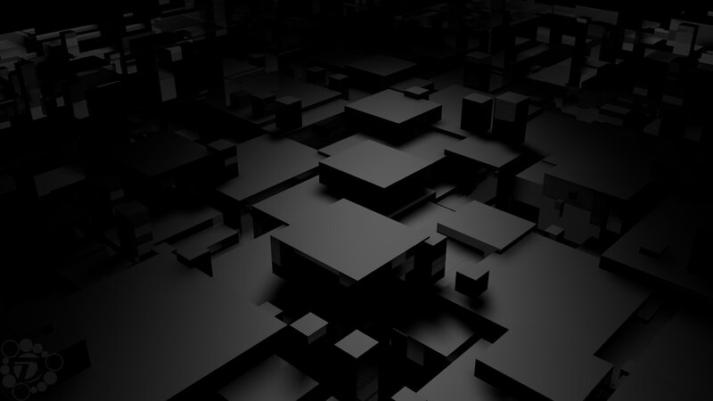 Black Cubes on Dark Surface — 3d Render
