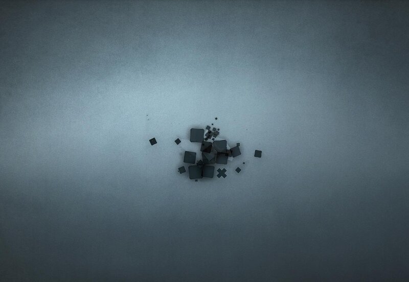 Black Cubes on Gray Surface