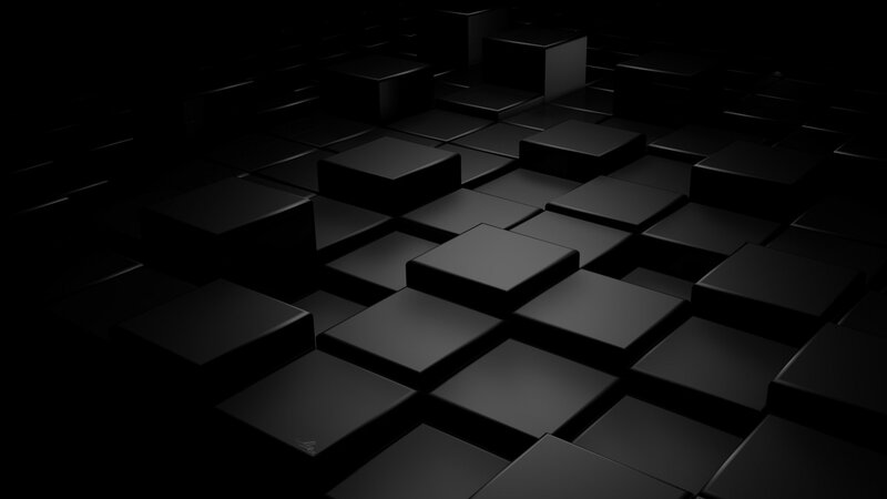 Black Cubes on Grid — Dark, 3d Render