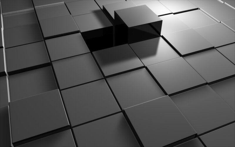 Black Cubes on Grid — Gray