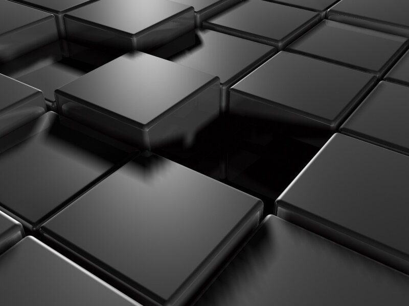 Black Cubes on Grid — Minimalist, 3d Render