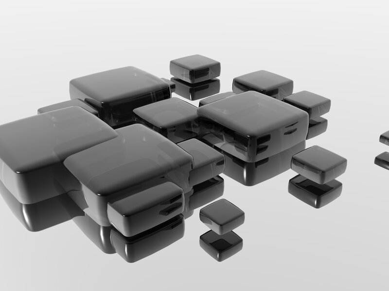 black cubes on reflective surface