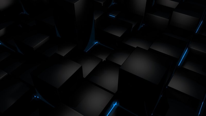 Black Cubes with Blue Light — 3d Render