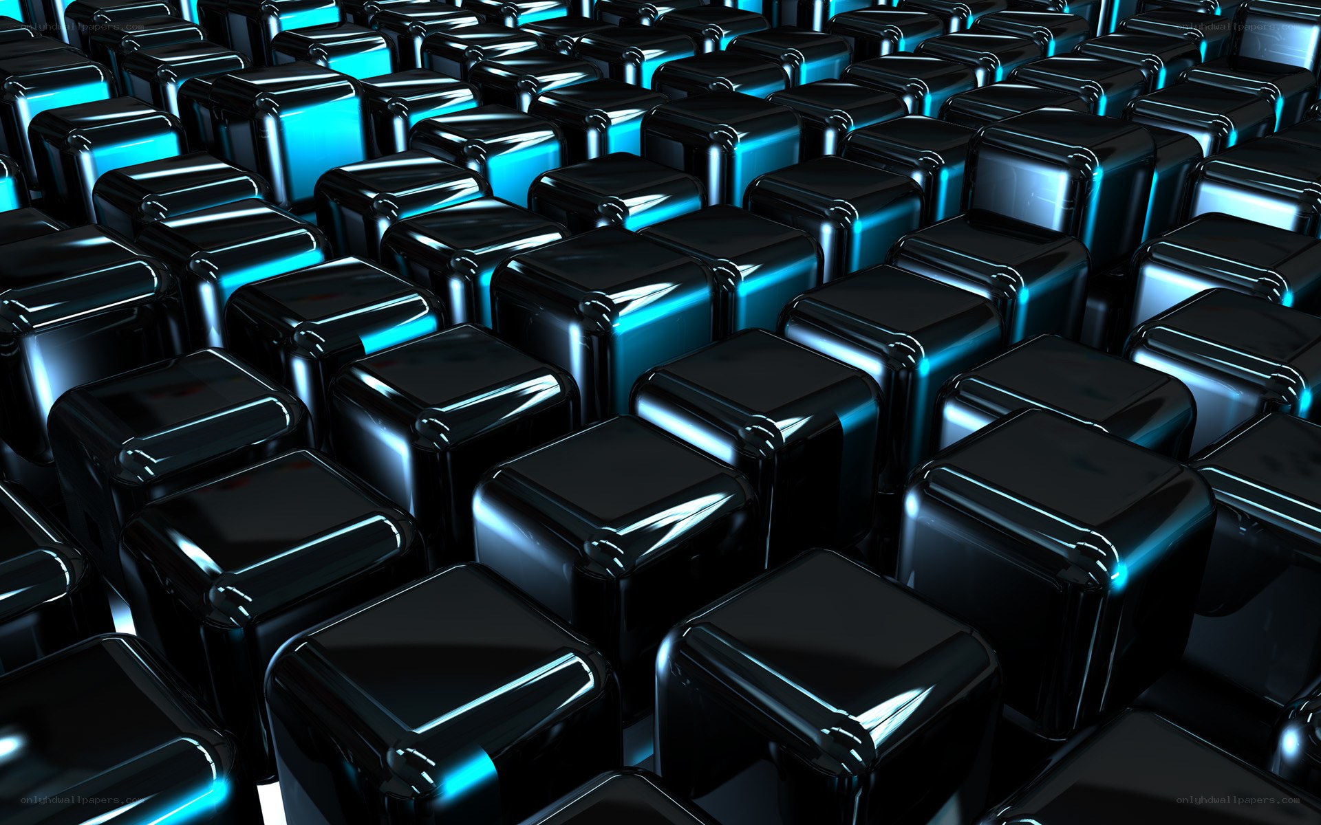 black cubes with blue light
