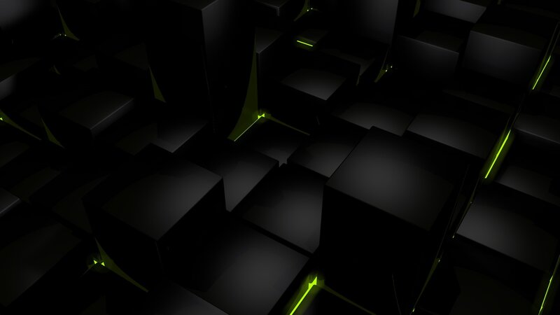 Black Cubes with Green Light