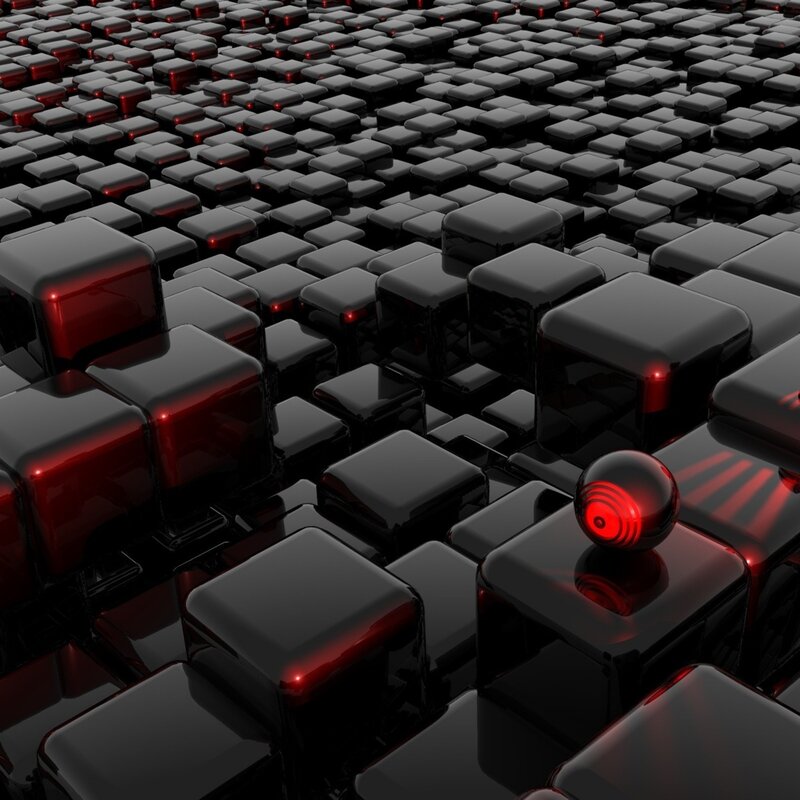 black cubes with red lights