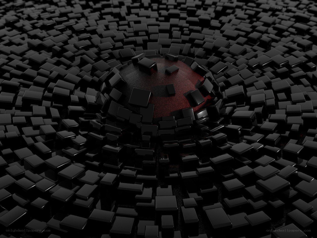 black cubes with red sphere