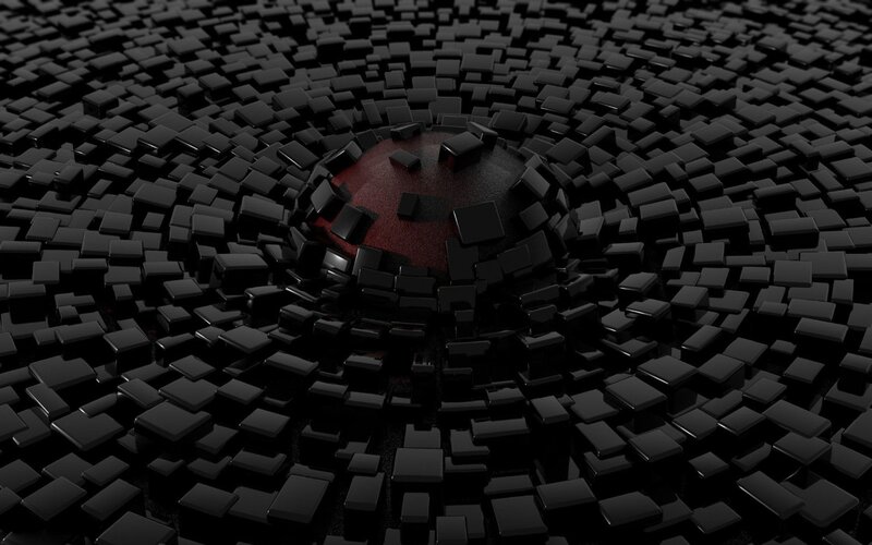 black cubes with red sphere