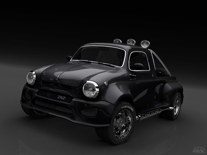 Black Custom Car — Dramatic, 3d Render, Lights