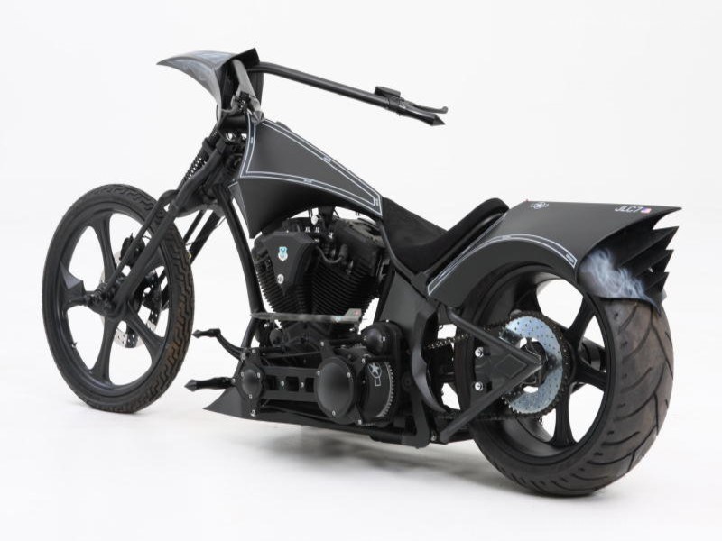 black custom chopper motorcycle